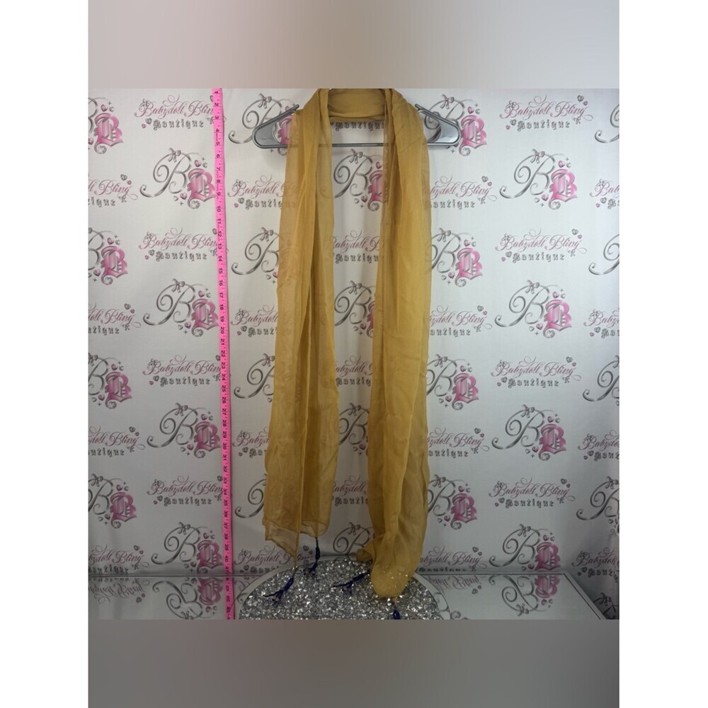 Scarf scarve beaded sheet beads ends Lightweight golden Yellow Sheer Scarf